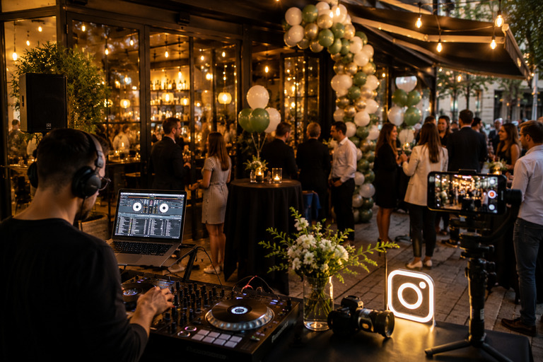 Cafe açılış DJ müzik sosyal medya lansman fotoğraf video İstanbul